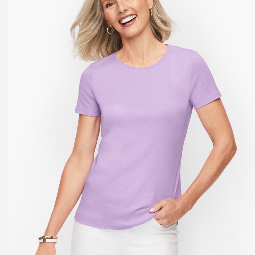 Talbots Pima Cotton Round Neck Tee in Violetta Size Medium